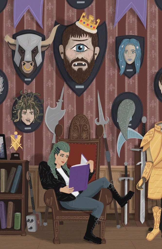 Ancient Greek mythology illustration art medusa cyclops Minotaur mermaid siren trophy huntress 