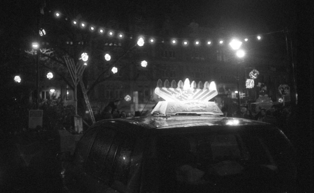 chanukah menorah lighting at the peace gardens in sheffield