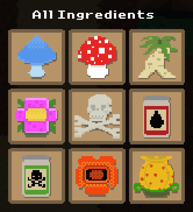 Wizard Brew ingredient icons